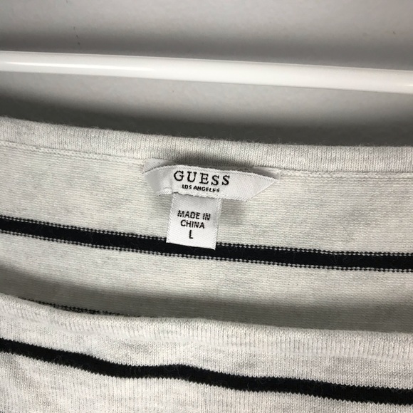 Guess striped off shoulder bell sleeve knit top - Picture 4 of 8